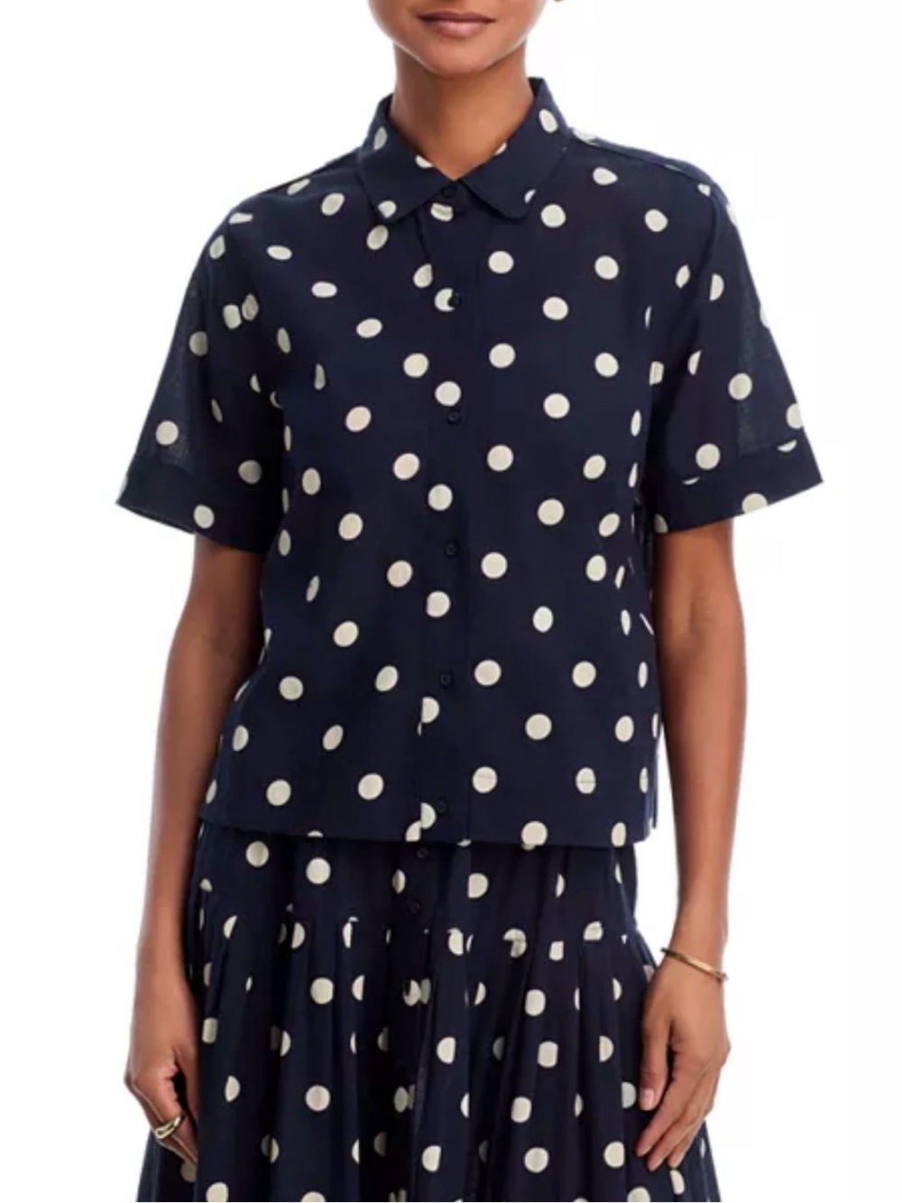 The Great. The Messenger Top Polka Dot Navy White Button Down Size 2 (US Size M)
